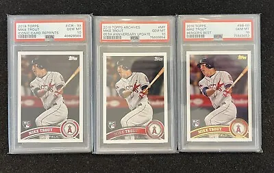 Mike Trout 3 Card PSA 10 Lot 2011 Rookie RC Reprint Iconic Berger's Best Archive • $499.98