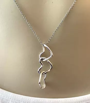 Lia Sophia Heartthrob Interlocking Hearts Pendant Necklace Silver Tone 772 • $12