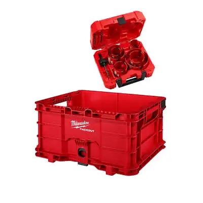 Milwaukee 48-22-8440G PACKOUT Crate W/ 10 PC Big Hawg Hole Carbide Saw Kit • $198.52