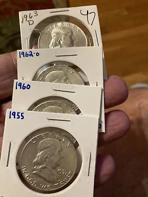 Silver 90% Franklin Half Dollars Lot Of 4 - 1963 62 60 55 • $89