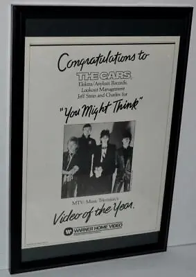 The Cars 1984 You Might Think Mtv Video Award Winner Framed Promo Poster / Ad • $39.99