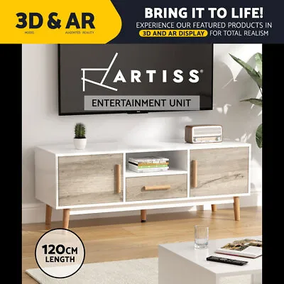 $109.95 • Buy Artiss TV Cabinet Entertainment Unit Stand Storage Drawer White Wooden 120cm