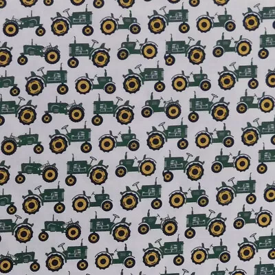 Quilting Sewing Fabric GREEN TRACTORS JOHN DEERE Allover Material 50x55cm FQ • $10.25