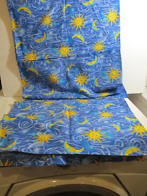 2 Vintage 90s Celestial Blue & Yellow Stars Sun Moon Space Pillowcase Set Pair • $32.99