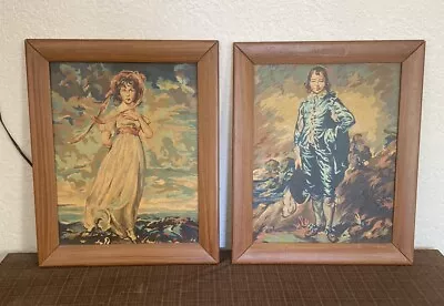 Vintage Paint By Number - Pinkie And Blue Boy - Framed MCM 23.5” X 19.25” Retro • $46.75