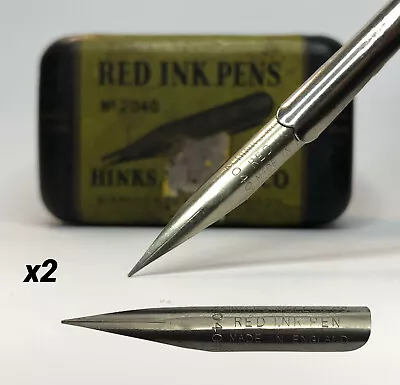 X2 Vintage Hinks Wells 2040 Red Ink Pen Nibs For Dip Pens Fountain NEW • $8