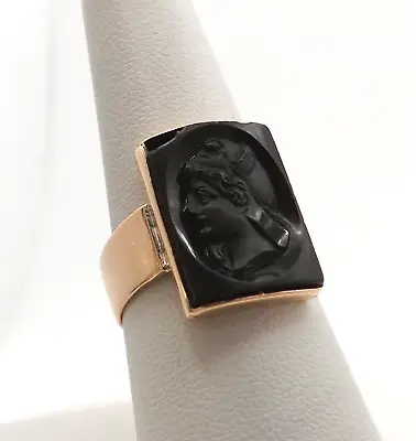 Victorian 14k Rose Gold Carved Sardonyx Intaglio Roman Cameo Mens Ring • $474.05