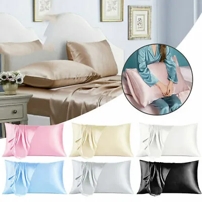 $6.64 • Buy Pure Silk Pillowcase Satin Pillow Cases Cushion Covers Home Decor Bed Bedding