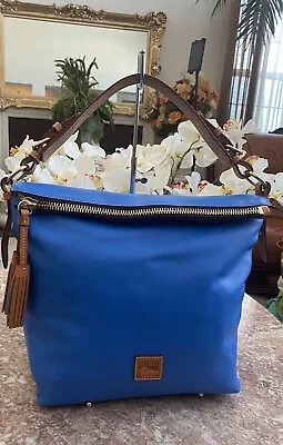 New DOONEY & BOURKE Mckenzie Blue Leather Large Hobo Bag  $315 • £180.34
