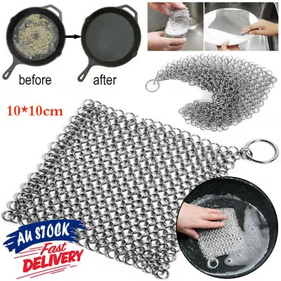 Stainless Steel Cast Iron Cleaner Chainmail Scrubber Cookware Home Kitchens Tool • $6.07