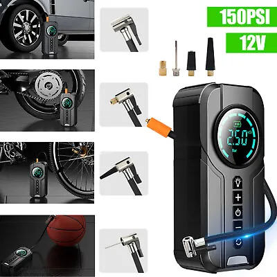 150psi Air Compressor Tire Inflator Fits Car Moto Bike Air Pump Cordless US • $11.50