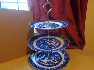 *alfred Meakin / Staffordshire    Old Willow   3 Tier Cake Stand - Free Uk Post • £19.99