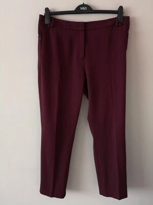 £5 • Buy Ladies M&s Size 16 Reg 28 Length Berry Straight Leg Stretch Smart Trousers