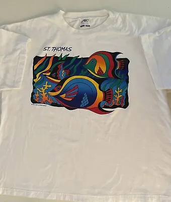 Peer By Peter Mussfeldt St Thomas Bold Multi-Color Fish Vintage Size XXL T-Shirt • $17.77