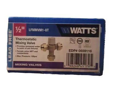 1/2 (.5) IN Thermostatic Mixing Valve WATTS LFMMVM1-UT EDP# 0559116 New Kit  • $67.89