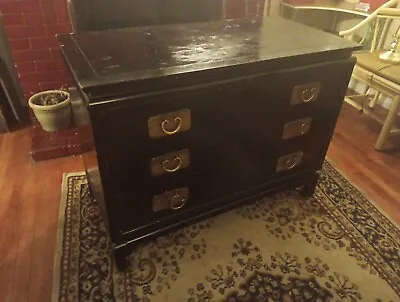 Vintage Mid Century Kent Coffey Black Dresser Old Antique Chest Mc Furniture  • $845