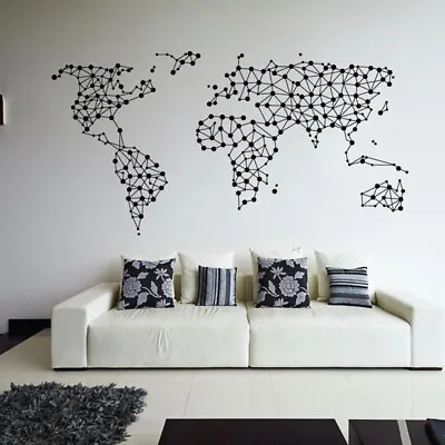 Abstract World Map - Join The Dots - Wall Art Sticker • £22.99