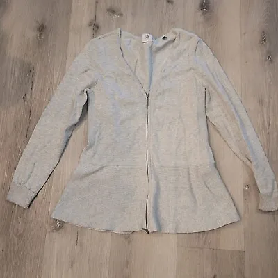 CABI Long Sleeve Cardigan Double Zip Peplum Gray Women's Sz Small • $14.99