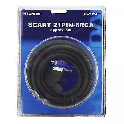 £3.70 • Buy 5m Scart To RCA Cable Scart Plug 21 Pin To 6 X RCA Phono Male Plug Lead Cable
