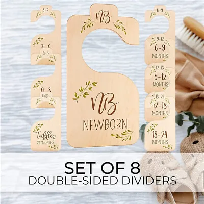 8Pcs Wooden Baby Closet Dividers For Clothes Organizer From Newborn To 24 Months • £6.89