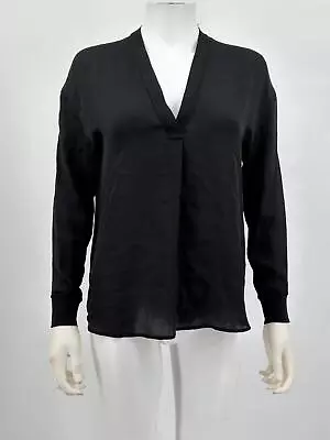 Vince Top Stretch Silk Popover Blouse Black Sz XXS NEW NWT N156 • $130