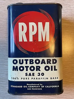 Vintage Rpm Outboard Motor Oil Sae 30 1 Quart Can • $49