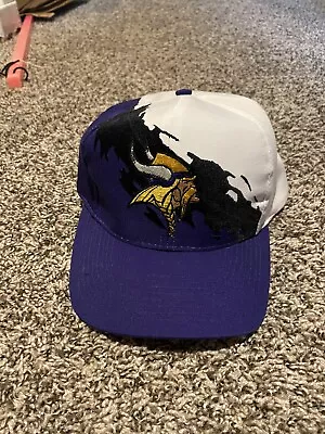 VTG Logo 7 Minnesota Vikings Purple NFL Splash Paint Brush Splatter Snapback Hat • $100