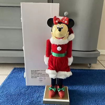 Disney Parks Rare 24” Wooden Minnie Mouse Christmas Nutcracker Santa Clause LN • $229