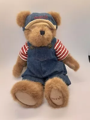 Plush Macys Denim Overalls Red/White Striped Shirt Hat 12  Boyd's Macy Bear • $14.99