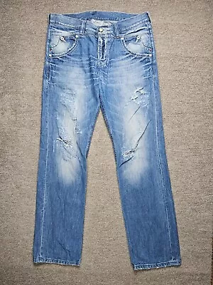 Vintage Dolce&Gabbana Jeans Men Size 34 Distressed Straight Fit Blue D&G Denim • $119.99