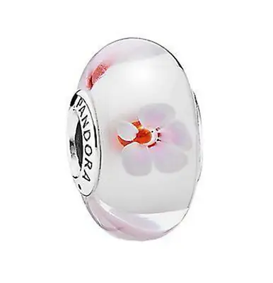 100% Authentic PANDORA Cherry Blossom Glass Murano Charm 790947 • $29.99