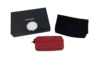 Chanel Mademoiselle Vintage Double Zip Clutch With Chain Red Quilted Caviar Bag • $2399.99