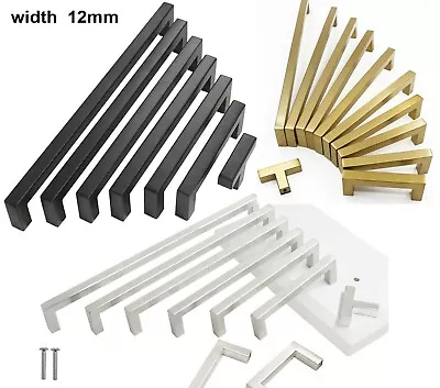 Stainless Steel Kitchen Square Cabinet Handles Black Nickel Gold Drawer Pulls • $1.99