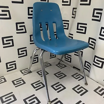 Vintage Virco Blue  Student Stackable Hard Plastic Classroom Chair  17 Inch MCM • $44.99