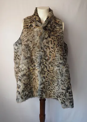 La ROK LUXE Oversized Rabbit Fur Vest Lagenlook Dyed Leopard Print M • $49.95