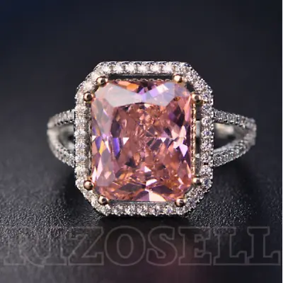 Natural Pink Spinel Gemstone Ring 925 Sterling Silver Women's Engagement Jewelry • $11.99
