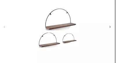 Habitat Mid Century Set Of 3  Wooden With Metal Surround Shelves • £10