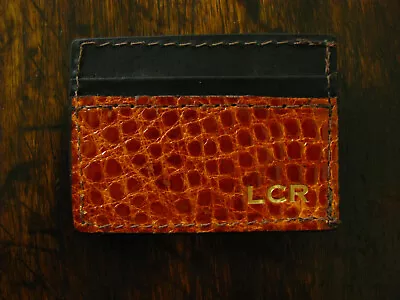 Glossy Cognac Genuine American Alligator Money Clip Wallet Made In USA • $32.95