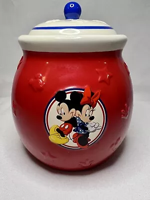 Disney Mickey And Minnie Mouse Ceramic Cookie Jar With Lid Disneyland  • $10.99