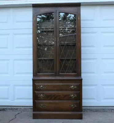 Ethan Allen Classic Manor Maple Two-Piece Display Cabinet/Lighted China Cabinet • $350