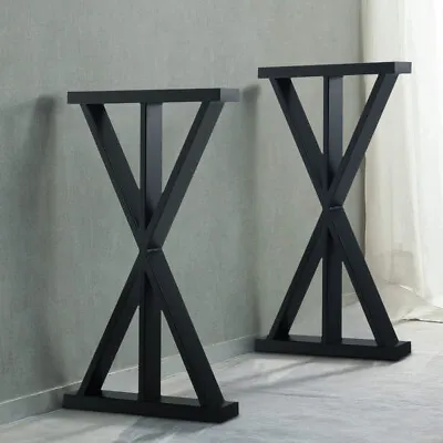 2PC Rustic Metal Table Legs Steel Dining Bench Coffee Desk Furniture Cross Stand • £55.95