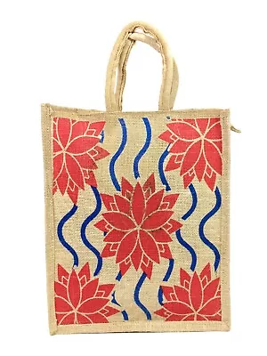 Indian Handblock Printed Jute Handbags For Travel Multipurpose Shopping • $13