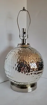 Retro Mid Century Modern Style Silver Glass Globe  & Chrome Table Lamp • $95