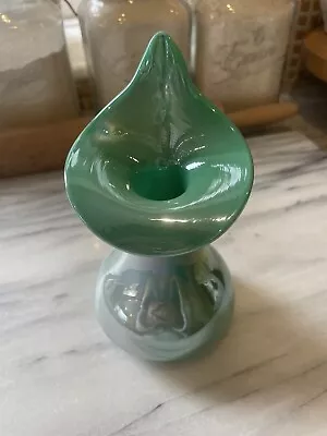 Vintage Murano Iridescent Art Glass Vase Calla Lily Jack In The Pulpit 5.5 Inch • £29.95