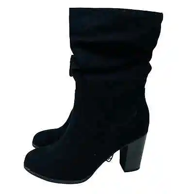 New Style & Co Womans 6.5M Vegan Suede Black Zippered Saraaf Black Boots NIB • $35.14