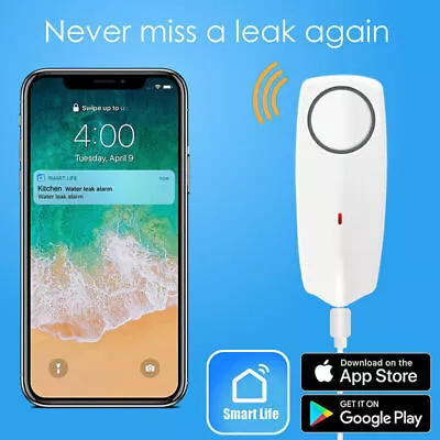 Tuya Smart Water Leak Sensor Wifi Voice Remote Control For Alexa & Google Home • $39.05