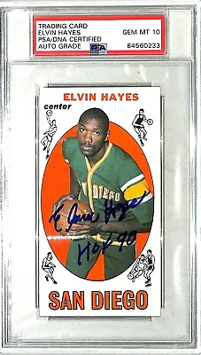 1969-70 Topps ELVIN HAYES Signed Auto Rockets Card #75 Graded PSA/DNA 10 SLABBED • $254.15