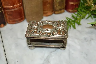 Antique Silver Plated Art Nouveau Match Box Holder Striker On Ball Feet • $72