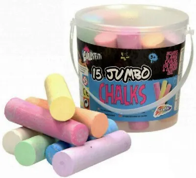 Giant Pavement Street Art Chalks Large Mixed Colour Sticks & Craft Box 15 Pack • £3.99