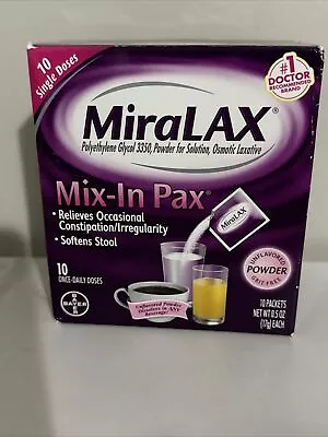 MiraLAX Single Dose Sachets - 10 Count EXP:03/2025 • $14